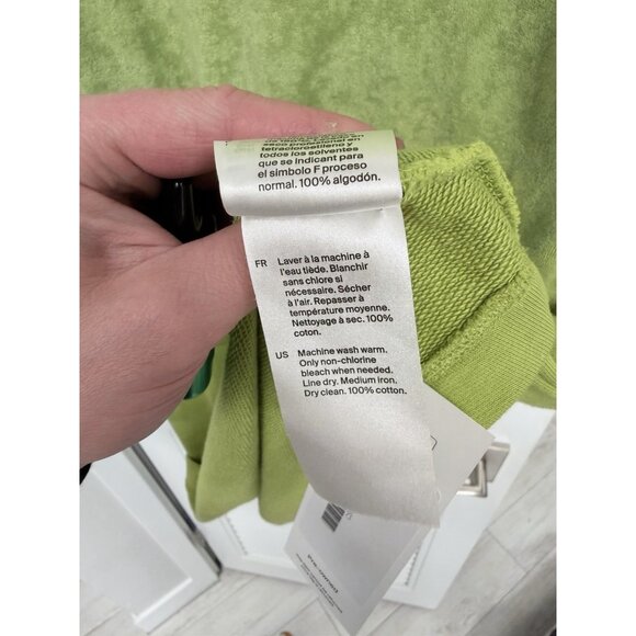 COS Size S Oversized Coupe 100% Cotton Tshirt- Green With Terry cloth Panel - Picture 5 of 6